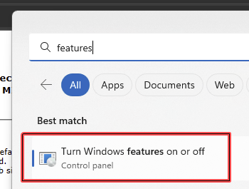 In Windows 11, you can simply search for - features